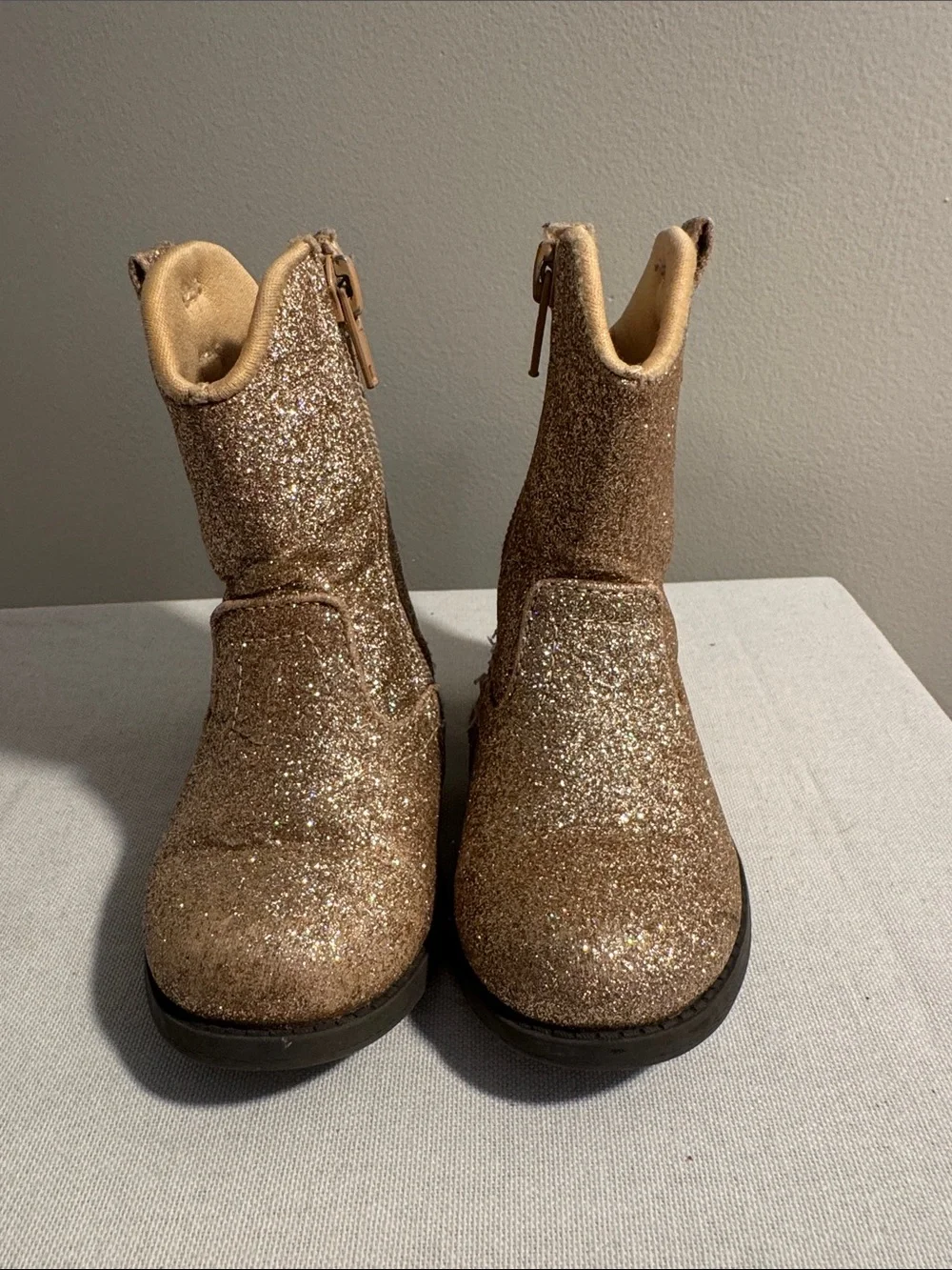 Maggie & Zoe Girls Glitter Gold Cowboy Boots